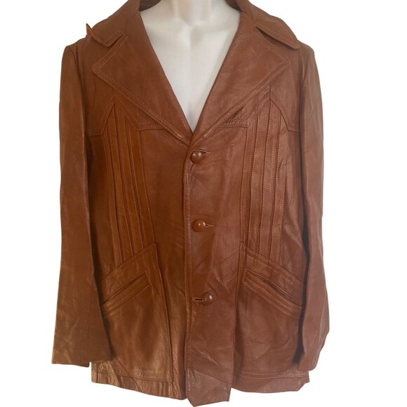 Vintage 70s 80s Leathercraft Process of America Leather Jacket Mens 46 Brown